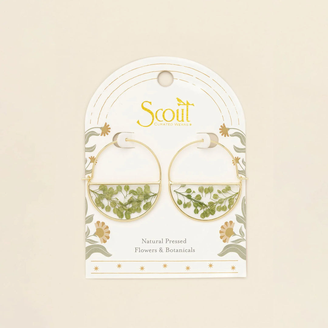 Pressed Flower Hoop Earring