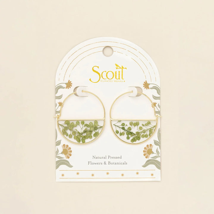 Pressed Flower Hoop Earring