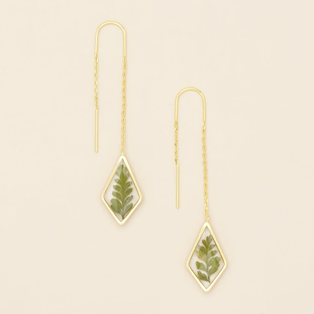 Pressed Flower Gold Thread Earring