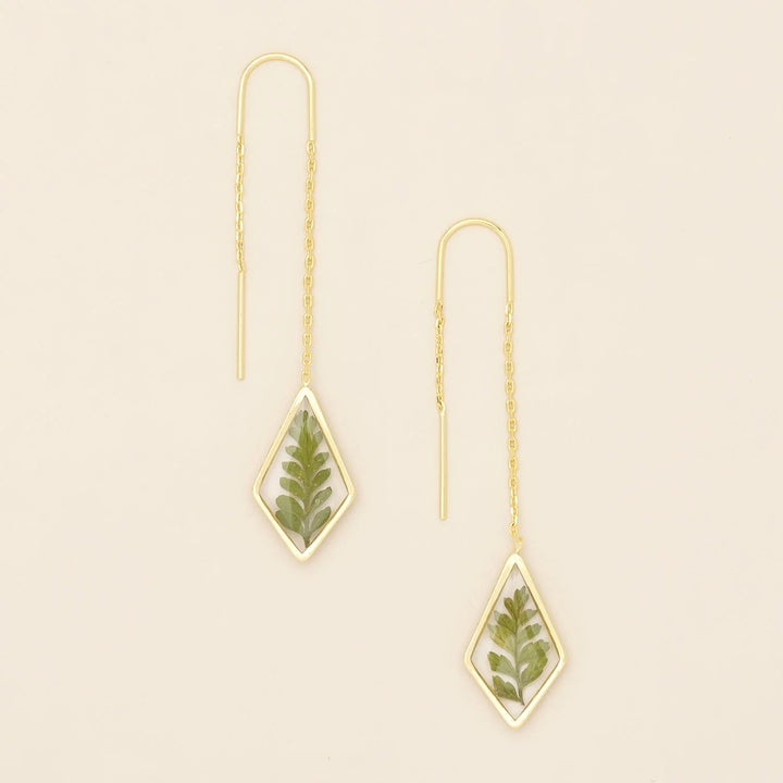 Pressed Flower Gold Thread Earring