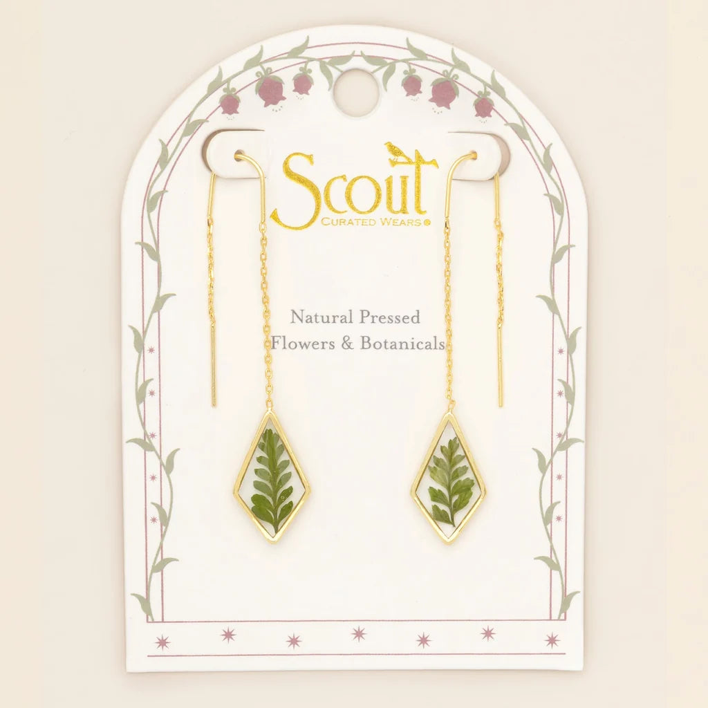 Pressed Flower Gold Thread Earring