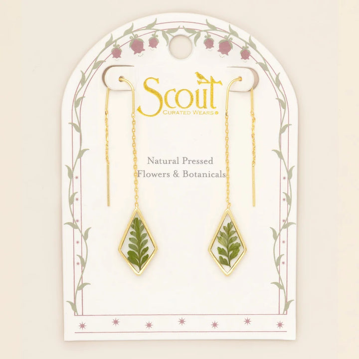 Pressed Flower Gold Thread Earring