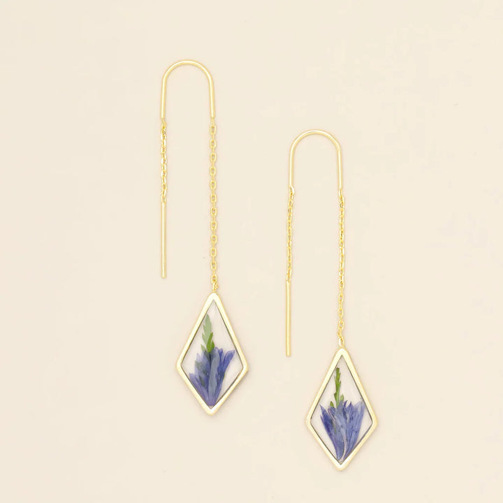 Pressed Flower Gold Thread Earring