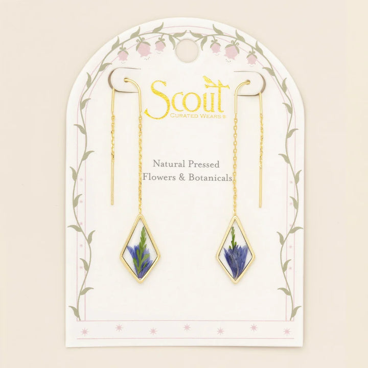 Pressed Flower Gold Thread Earring