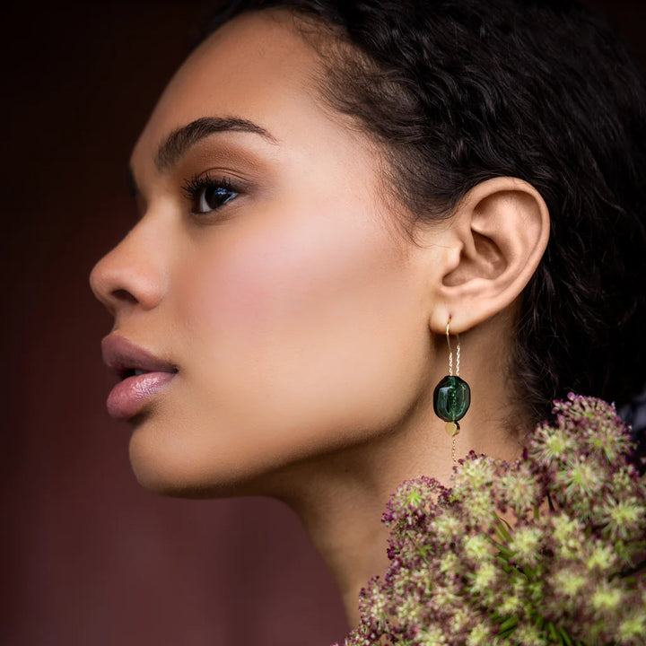 Blown Glass Threader Earring