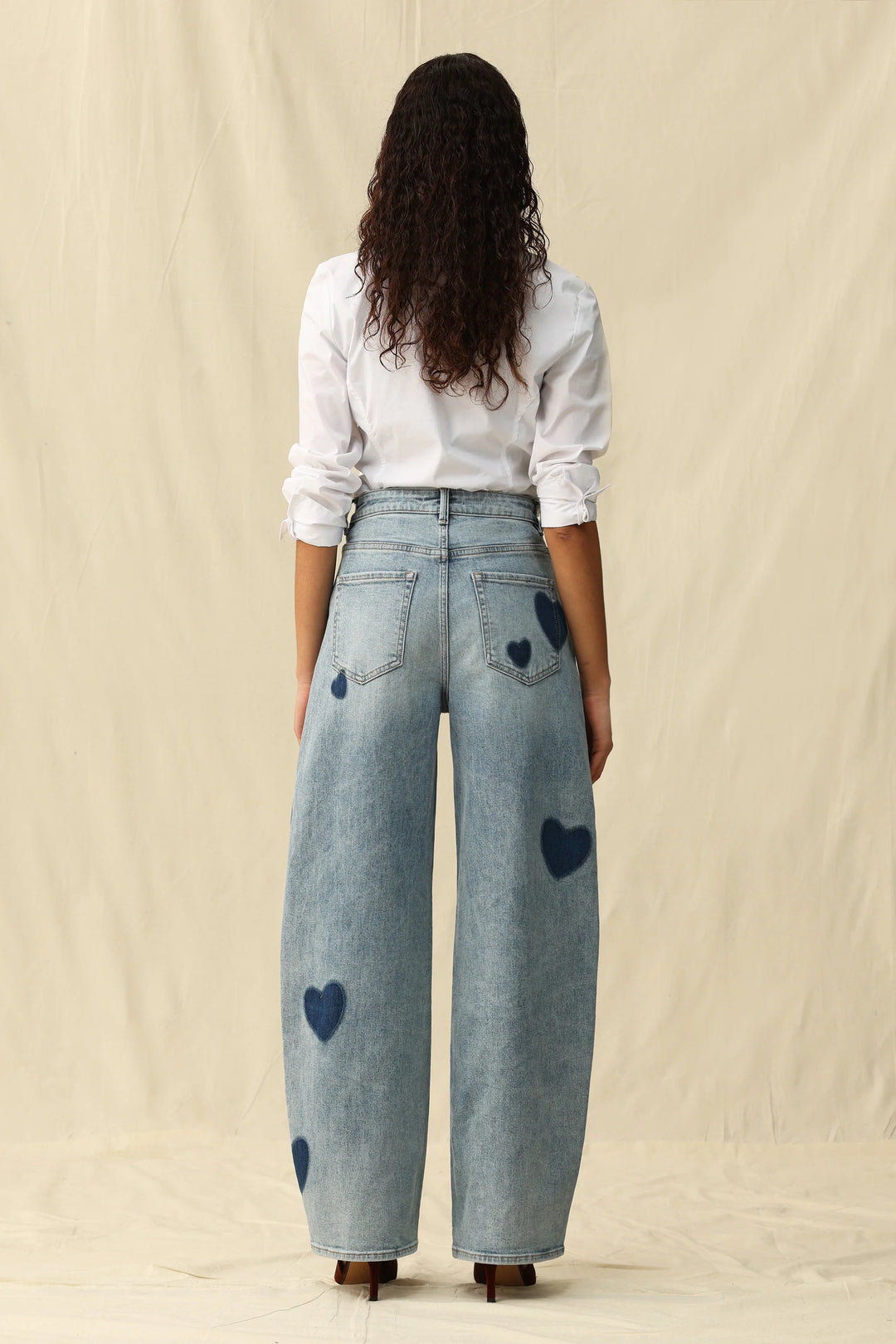 Rosalind Heart Print Barrel Jean