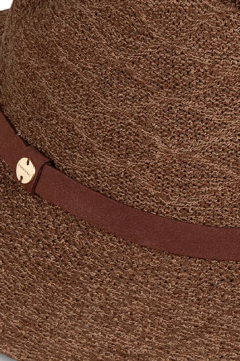 Kooringal Rosebery Safari Sun Hat with wide brim, lightweight straw material, and adjustable chin strap for sun protection.