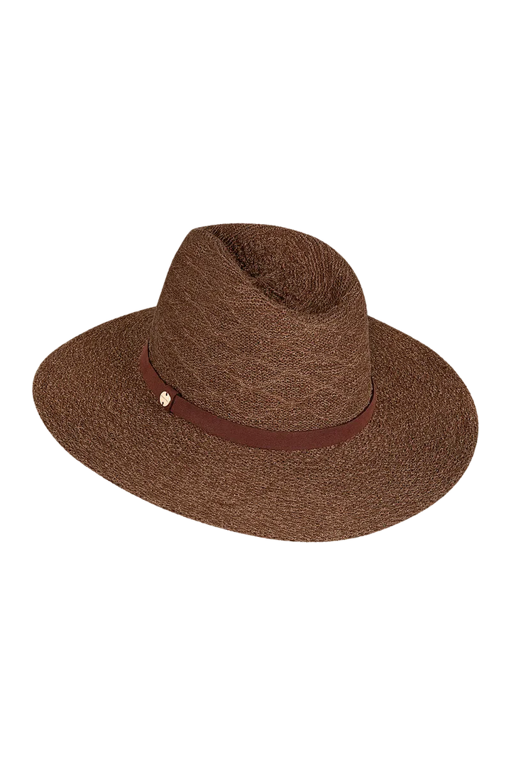 Kooringal Rosebery Safari Sun Hat with wide brim and neutral brown color, perfect for outdoor sun protection.