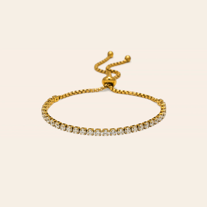 Round Crystal Prism Tennis Bracelet- Gold