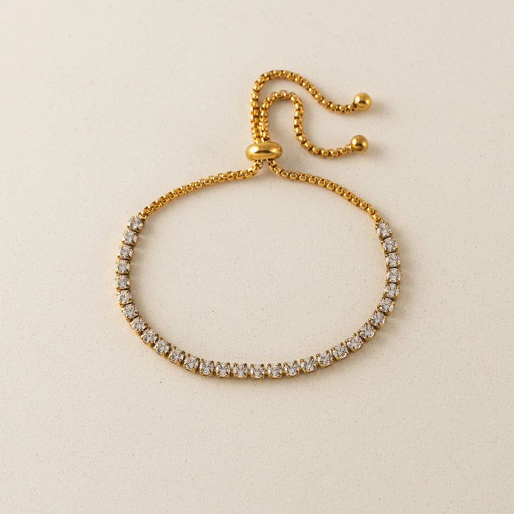 Round Crystal Prism Tennis Bracelet- Gold