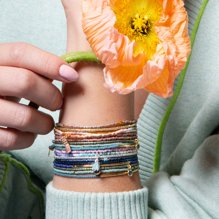 Tonal Chromacolor Miyuki Bracelet Trio - Pewter/Gold