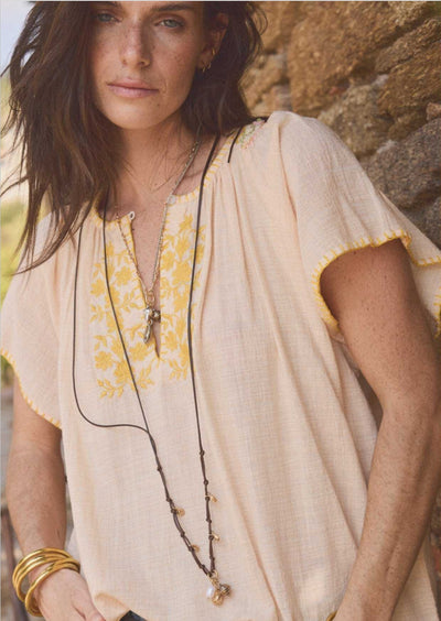 Kotta Yellow Bloom Embroidered Top