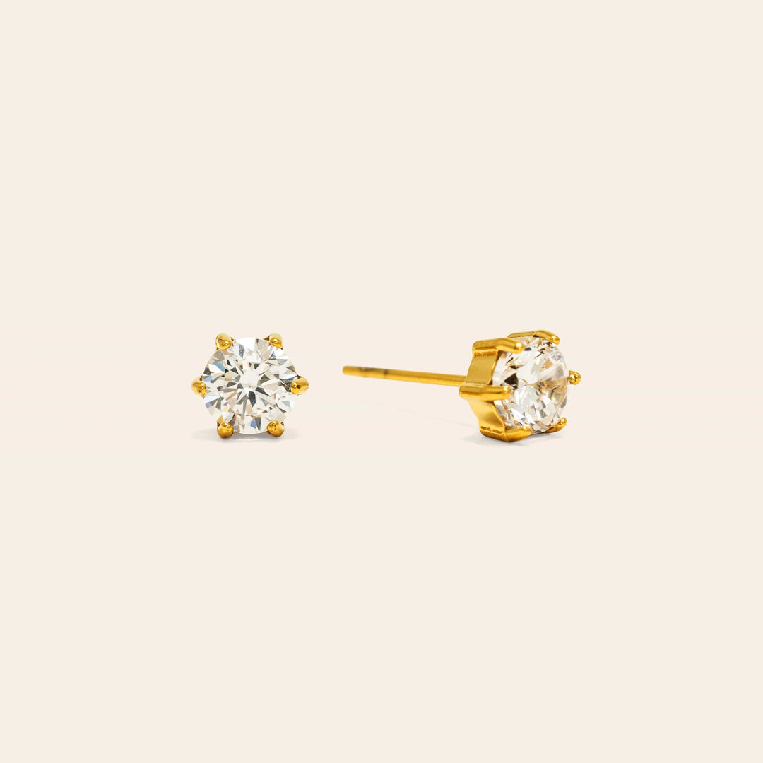 Sol Cubic Zirconia Stud Earring- Gold
