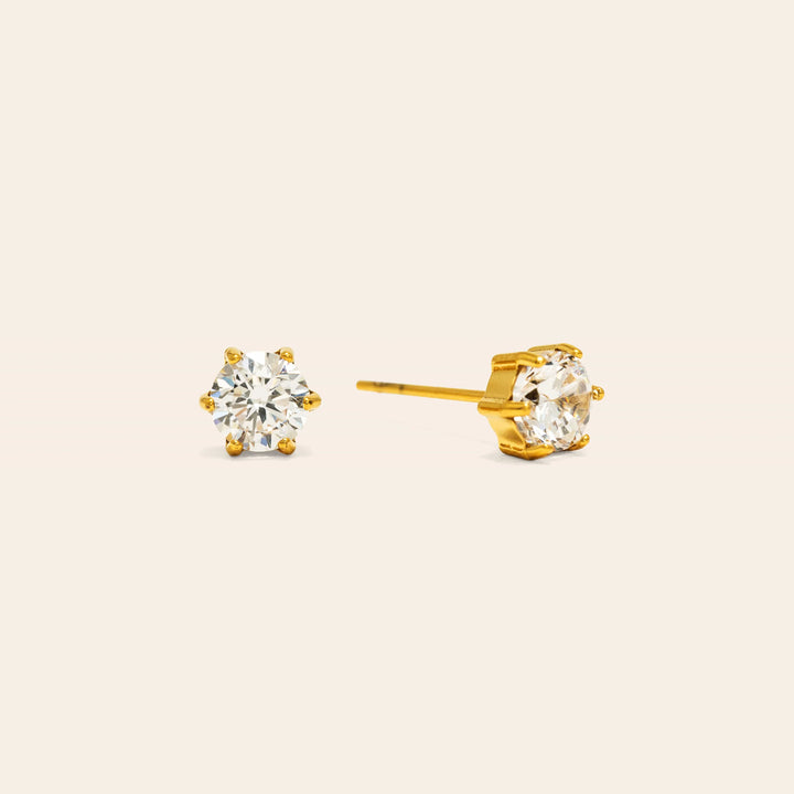 Sol Cubic Zirconia Stud Earring- Gold