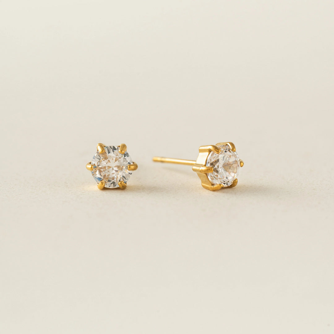 Sol Cubic Zirconia Stud Earring- Gold