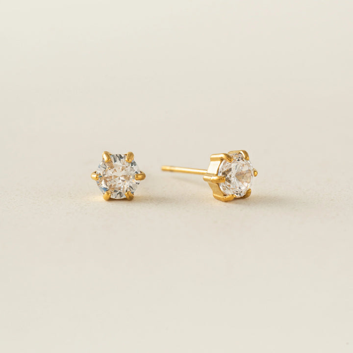 Sol Cubic Zirconia Stud Earring- Gold