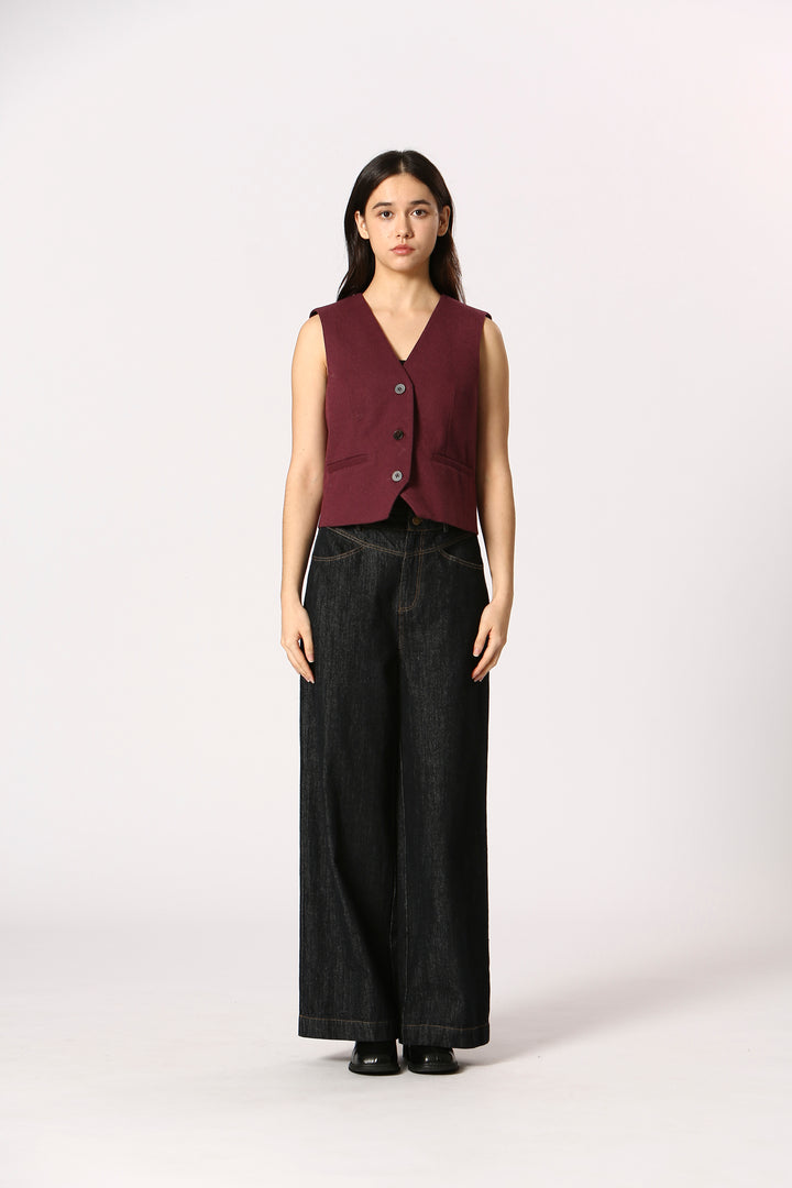 Burgundy Twill Waistcoat
