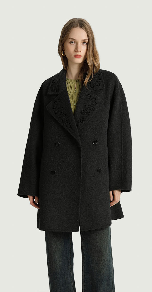 Elle Pea Coat - Black