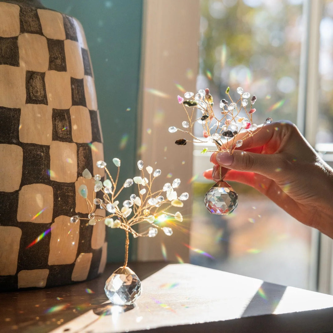 Scout Curated Wears gemstone Tree of Life suncatcher featuring colorful gemstone leaves and intricate wire branches.