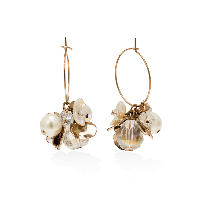 Lover's Tempo Trinket Cluster Hoop Earring featuring clusters of sparkly beaded charms in a stylish, layered design.