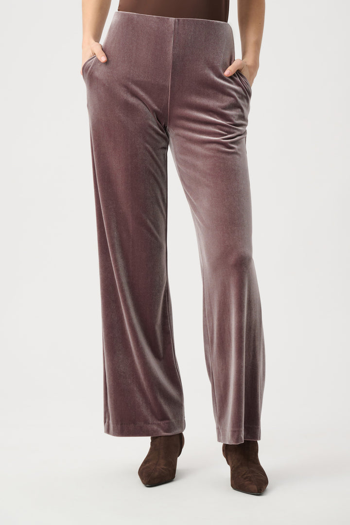 Velvet Wide-Leg Pull-On Pant- Mauve Mink