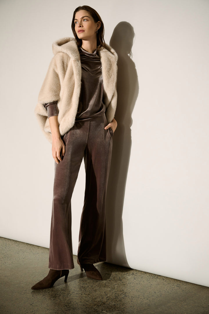Velvet Wide-Leg Pull-On Pant- Mauve Mink