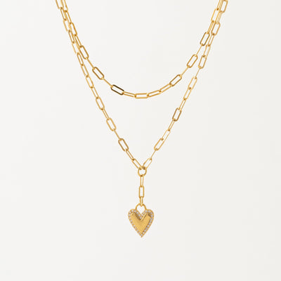 Verona Pave Heart Layered Necklace
