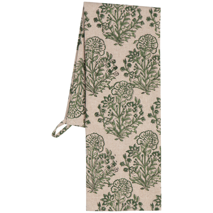 Viridian Block Print Tea Towel