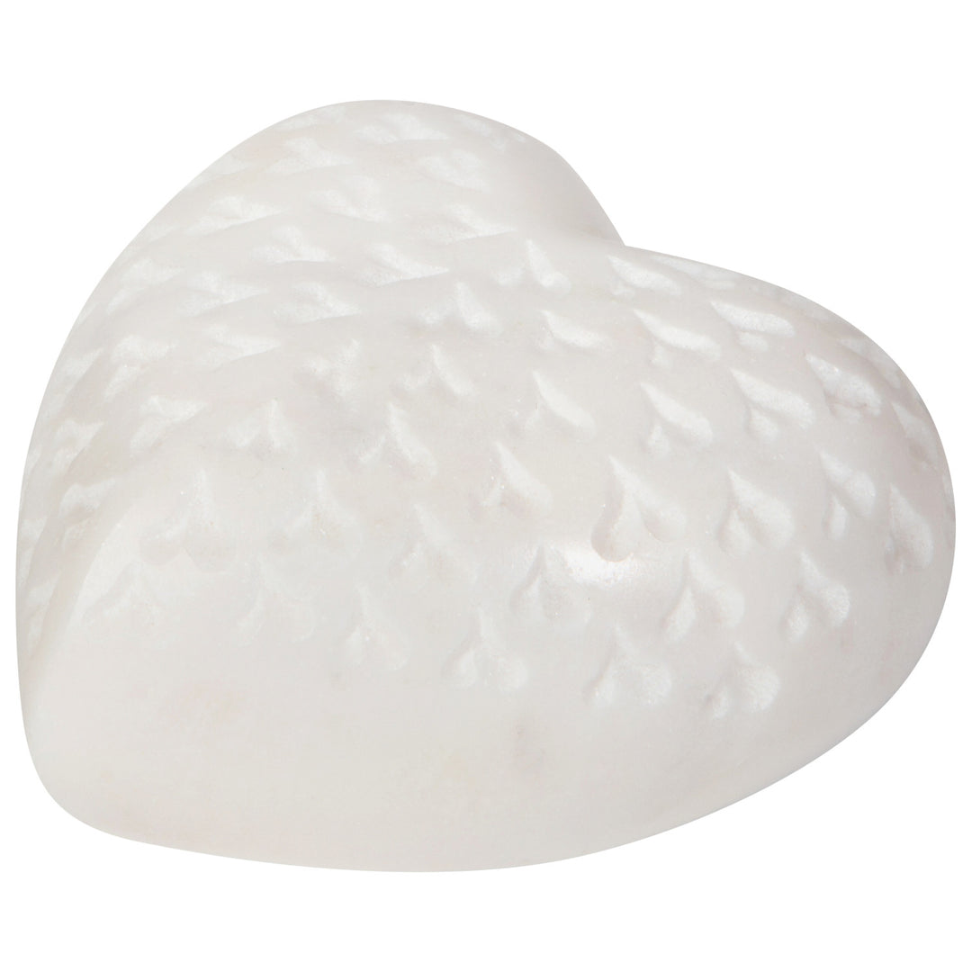 Danica marble heart-shaped decor piece with textured carved surface and elegant design, perfect for home decoration.
