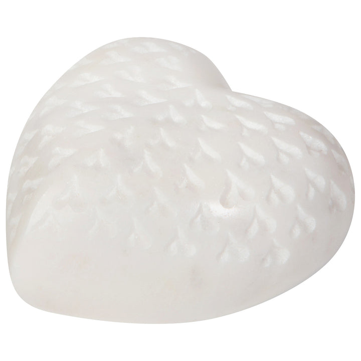Danica marble heart-shaped decor piece with textured carved surface and elegant design, perfect for home decoration.