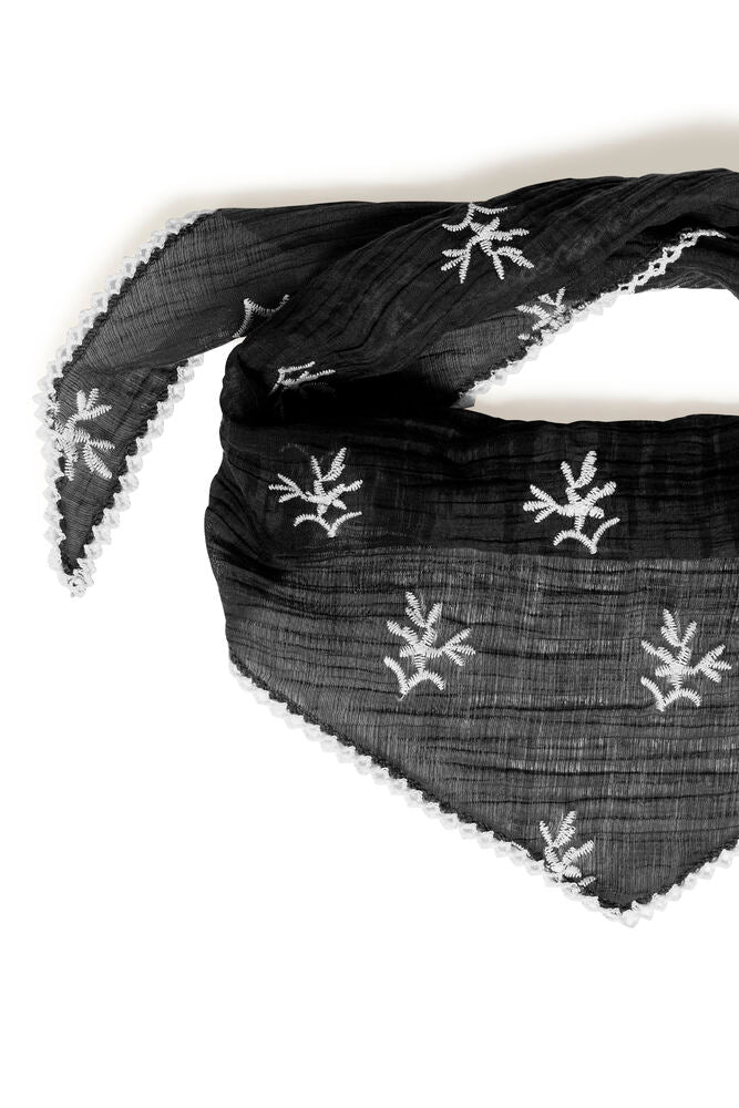 Wikolia Embroidered Triangle Scarf