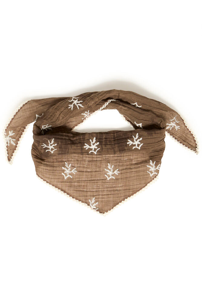 Wikolia Embroidered Triangle Scarf
