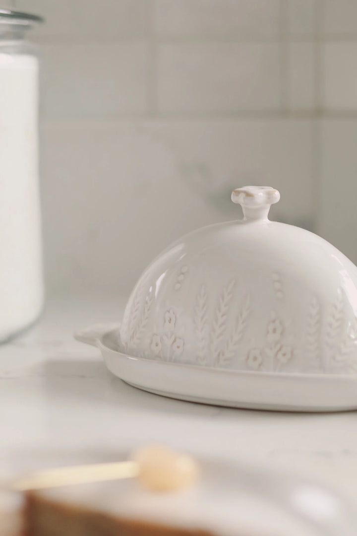 Wildflower Stoneware Butter Dish