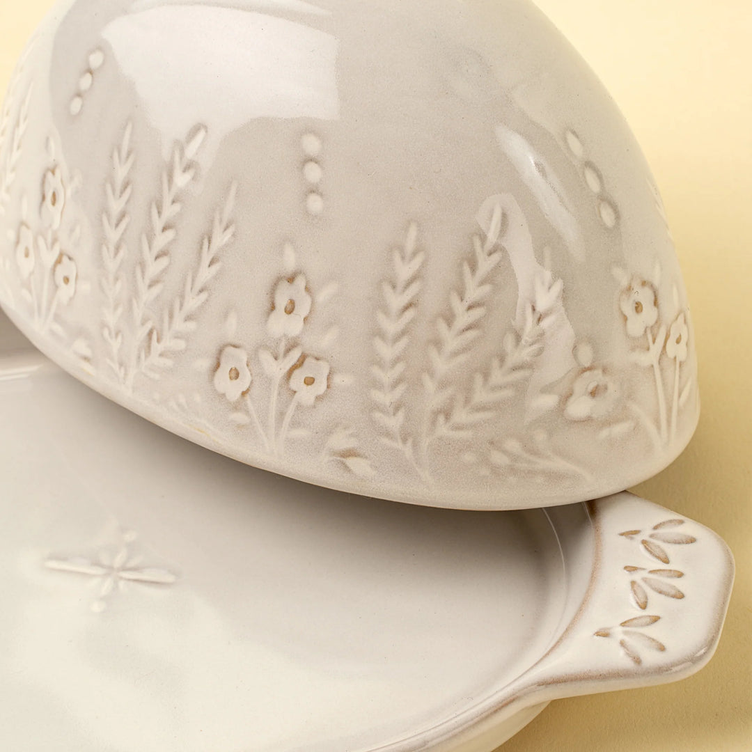 Wildflower Stoneware Butter Dish