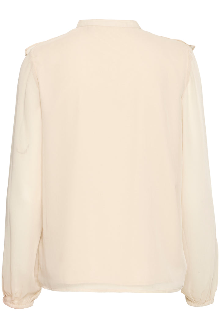 Beige blouse with a collar on a white background