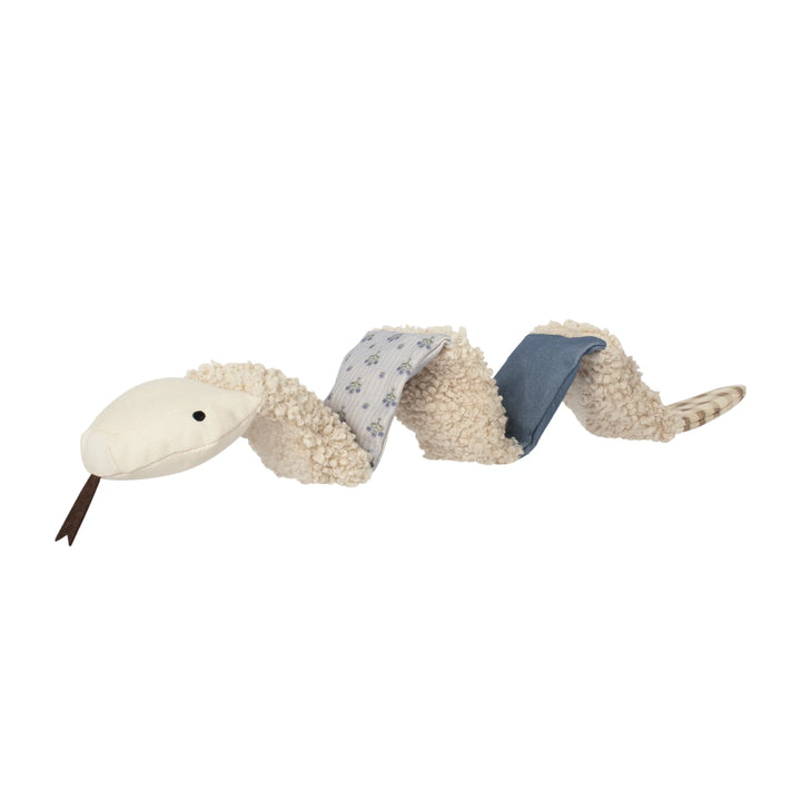 FRINGE Patchwork Ziggy Snake dog toy featuring soft colorful fabric patches and a playful snake design for dogs.