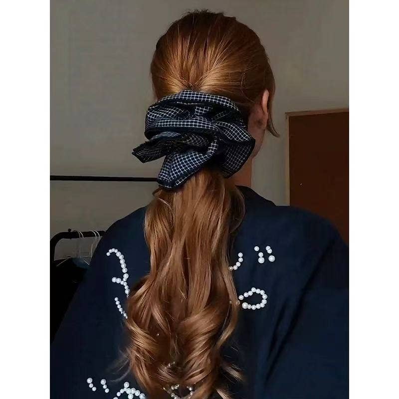 Gingham Ruffle Hair Scrunchie