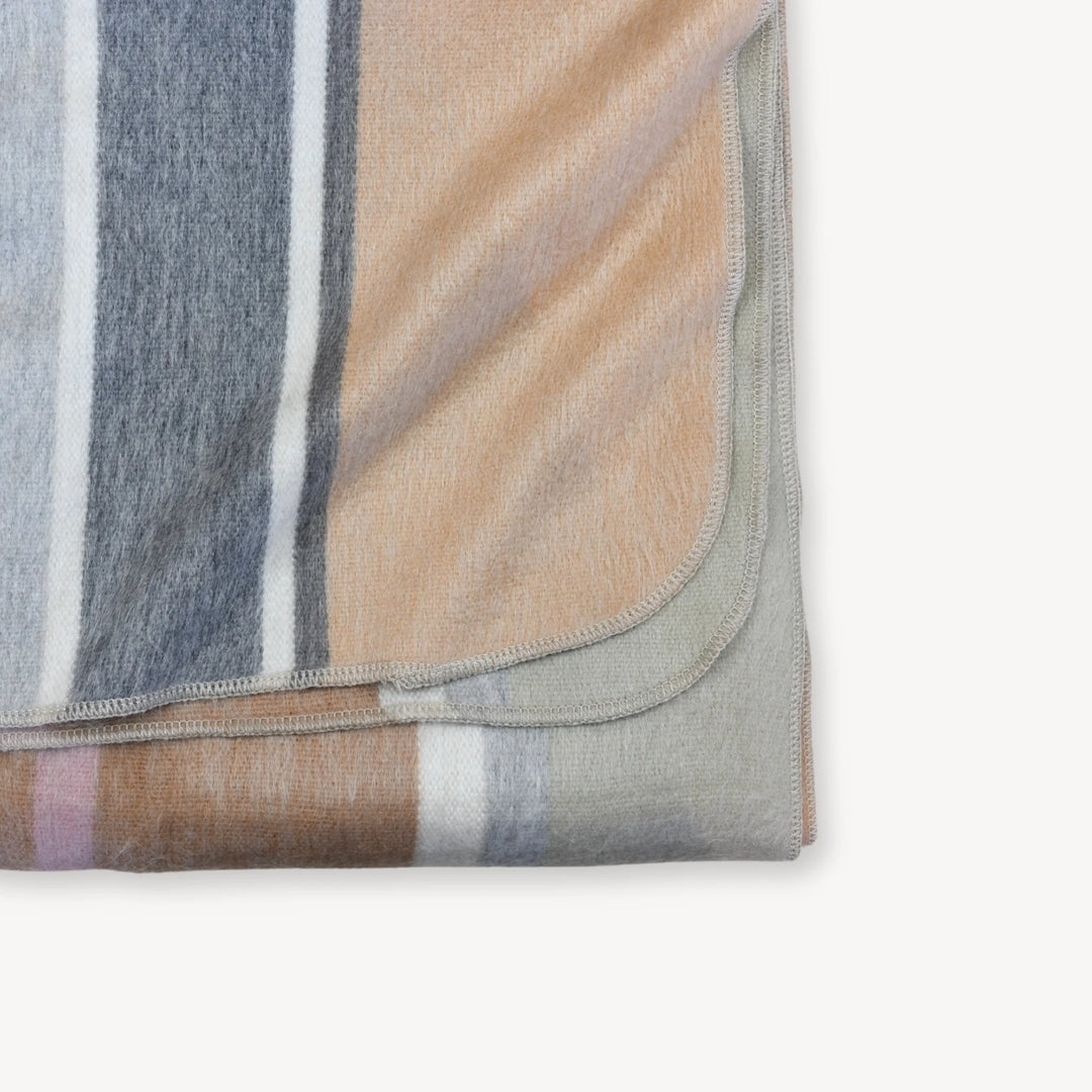 Folded blanket with striped pattern on a white background