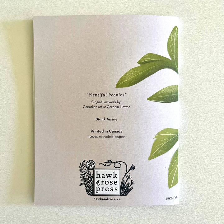 ‘Plentiful Peonies’ Botanical Art Card by Hawk and Rose