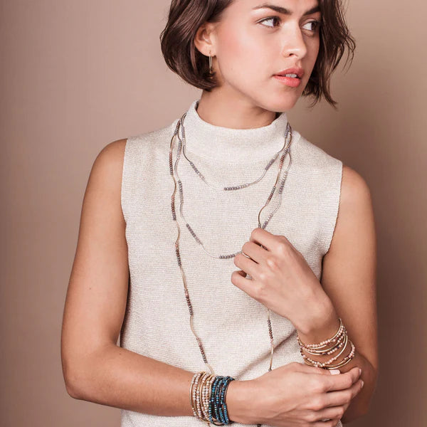 boho crystal beaded wrap bracelet necklace