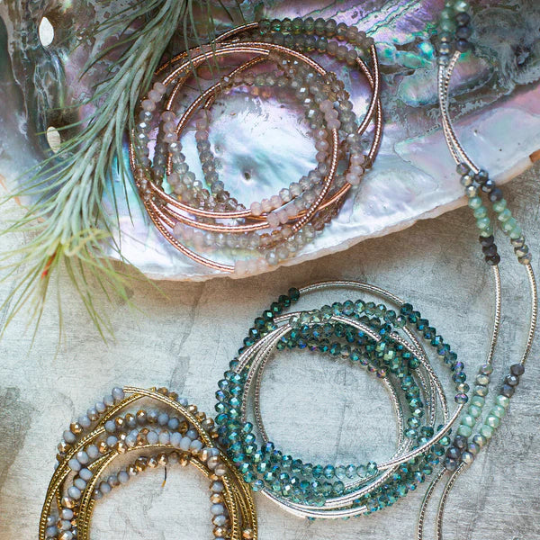 boho crystal beaded wrap bracelet