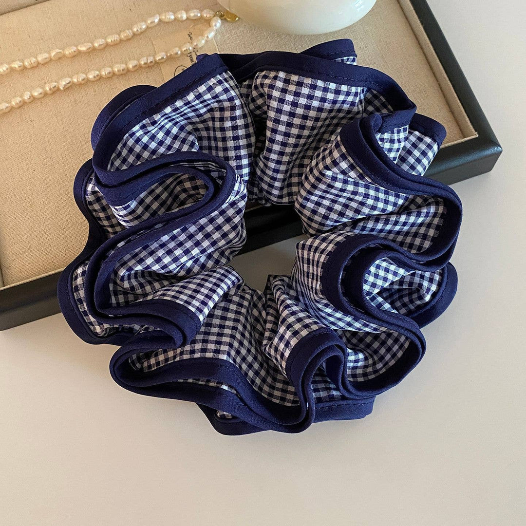 Gingham Ruffle Hair Scrunchie