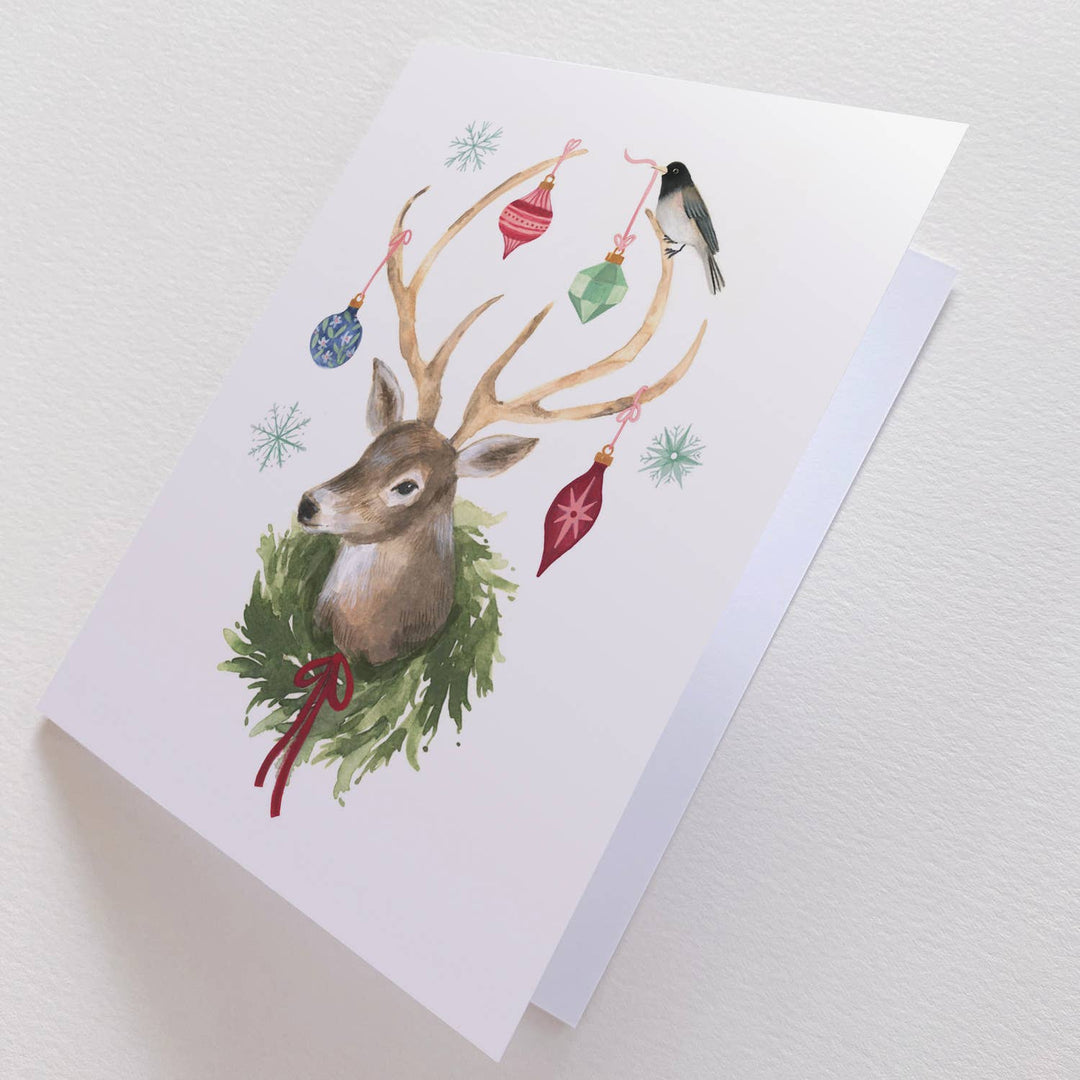 Deer with Decorations Holiday Greeting Card