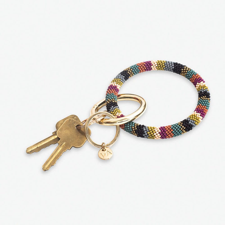 colourful beaded stripe-key-ring