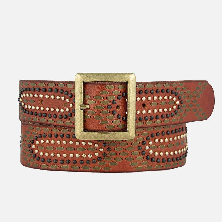 Daya Vintage Embellished Leather Belt
