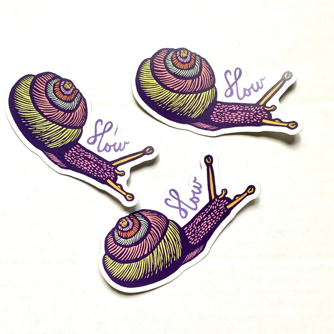 Slow Snail Vintage Style Vinyl Sticker