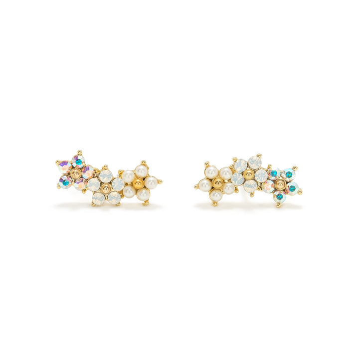 floral climber gold earring