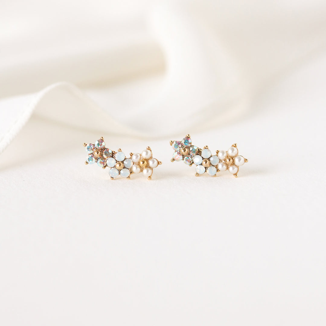 floral climber gold earring