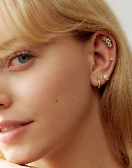 floral climber gold earring