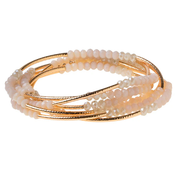 boho crystal beaded wrap bracelet necklace gold ivory 
